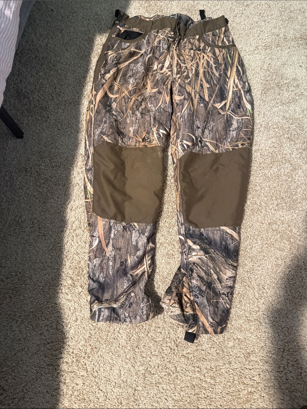 Drake Realtree-Style Camo Cargo Pants with Olive Knee Panels